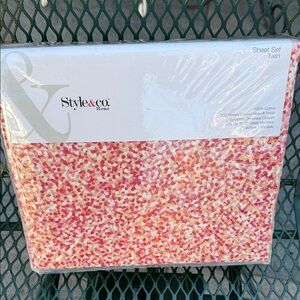 Style & Co. Red and Pink Twin Sheet Set